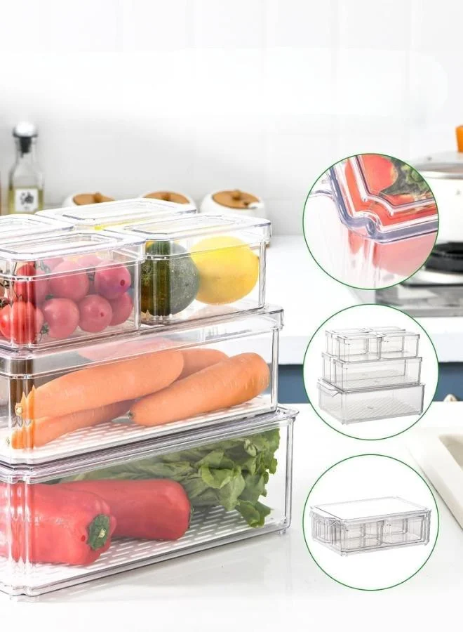 Casa Quesera  14 Pack Stackable Fridge Organizer Bins with Lids Clear Refrigerator and Pantry Storage Containers BPA Free for Fruits Vegetables Drinks and Snacks  | Best Price UAE